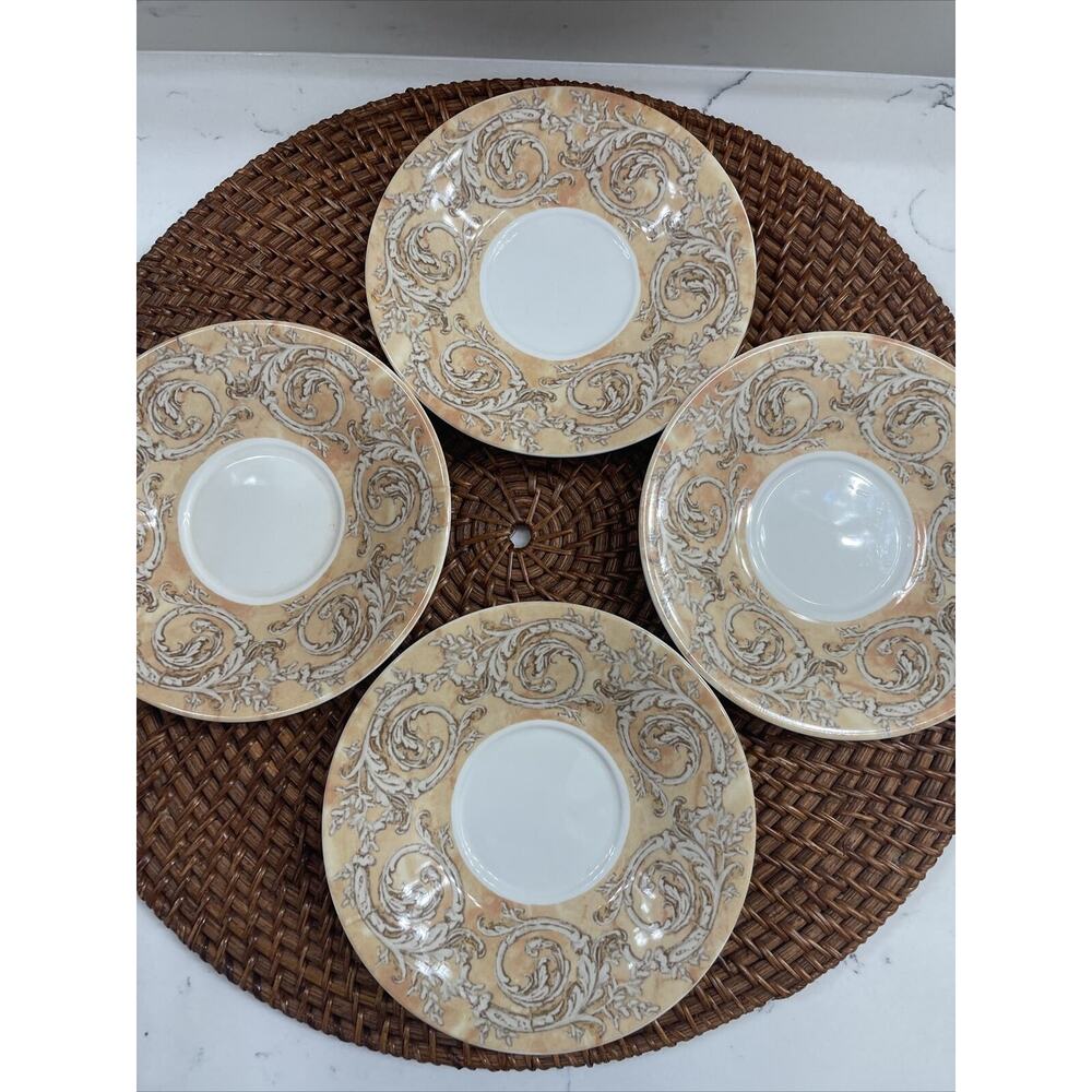 Sasaki Venetian Scroll Saucers Designed by Liora Manne Japanese Porcelaine